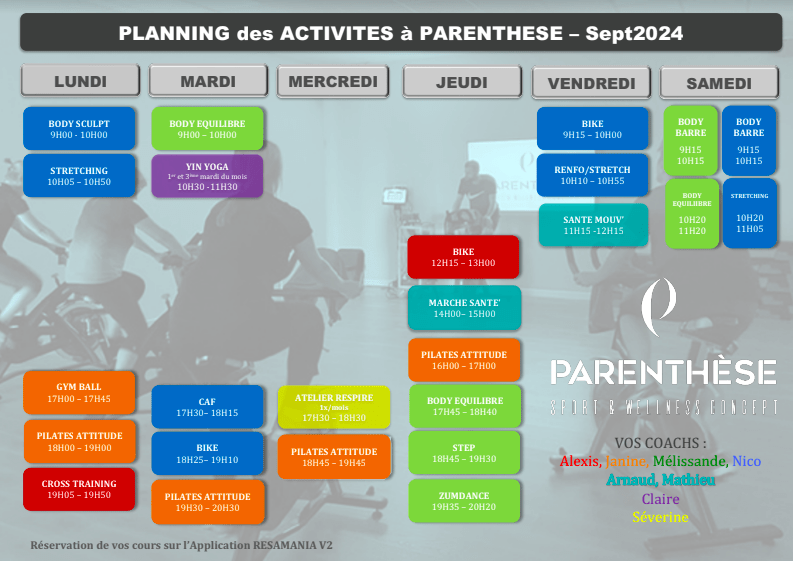 Planning activités parenthèse